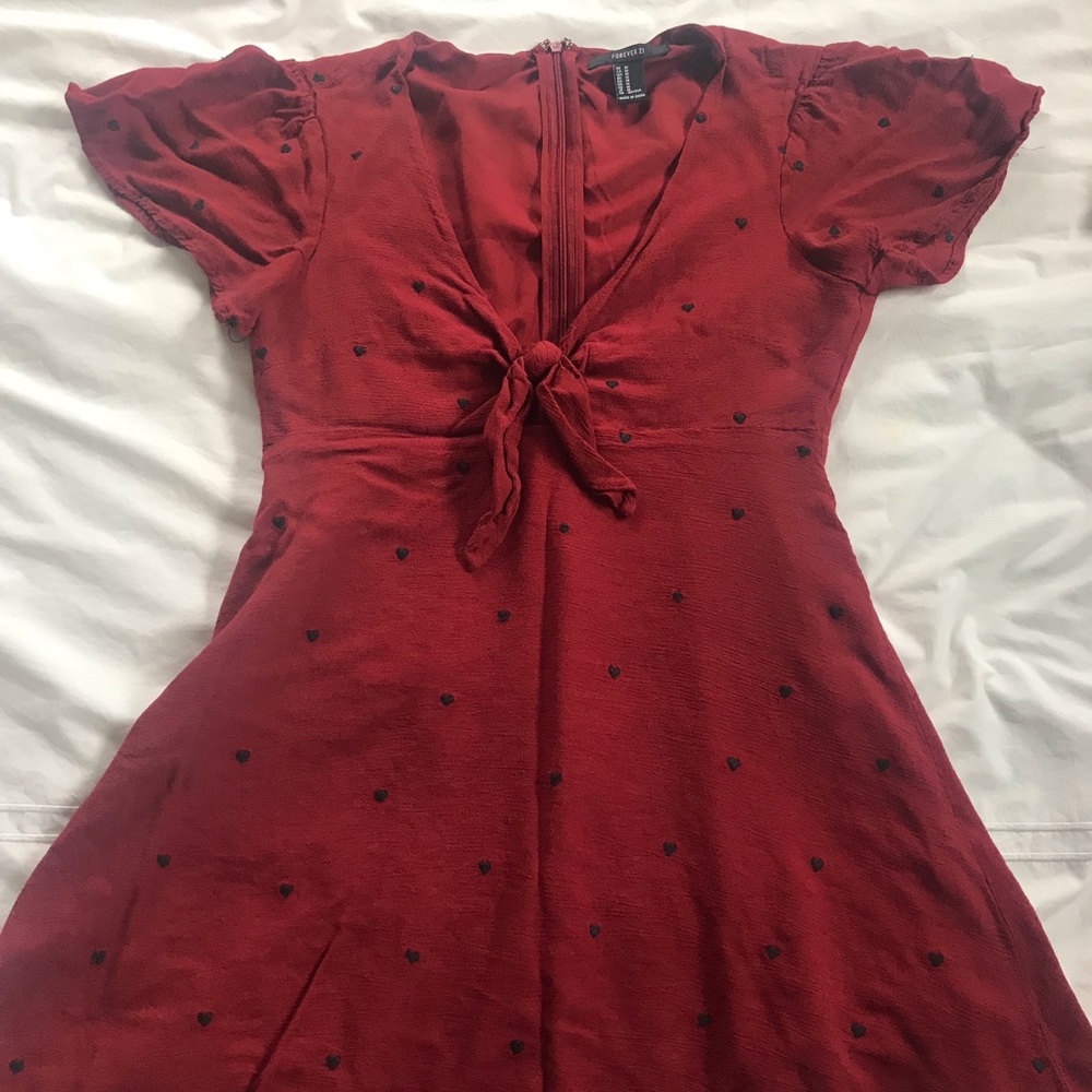 Red Forever 21 front tie dress